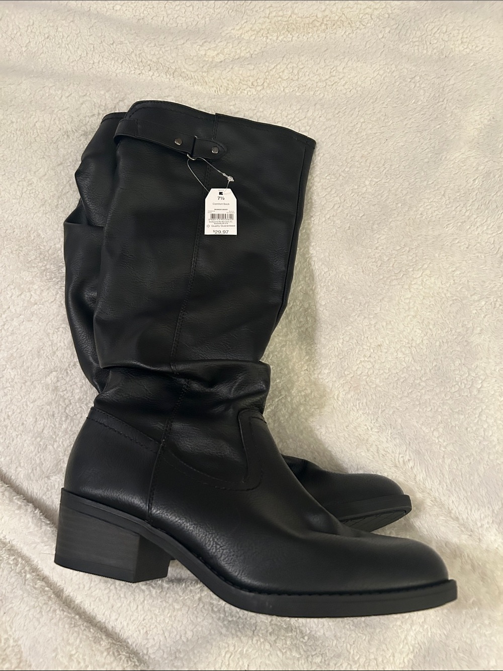 Black Mid-Calf Heeled Boots